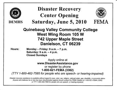 FEMA Assistance - Disaster Recovery Center