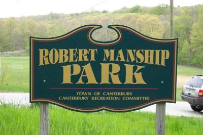 Robert Manship Park sign, "Town of Canterbury Recreation Committee"