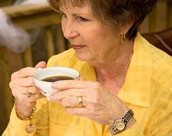Senior woman drinking coffee